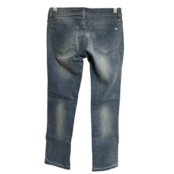 Guess Womens Blue Mid-Rise Cropped Skinny Jeans Size 25 Button Hem Stretch Denim - Picture 2 of 9